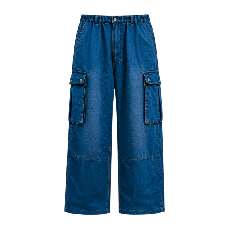 WideLeg Cargo Denim Pants